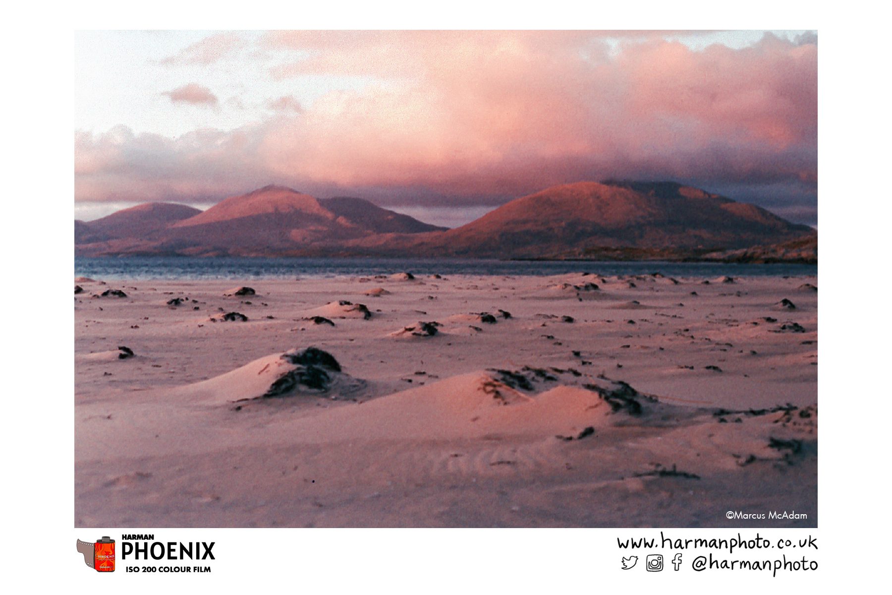 Landscape that looks like the surface ofthe moon. Shot on HARMAN Phoenix colour film